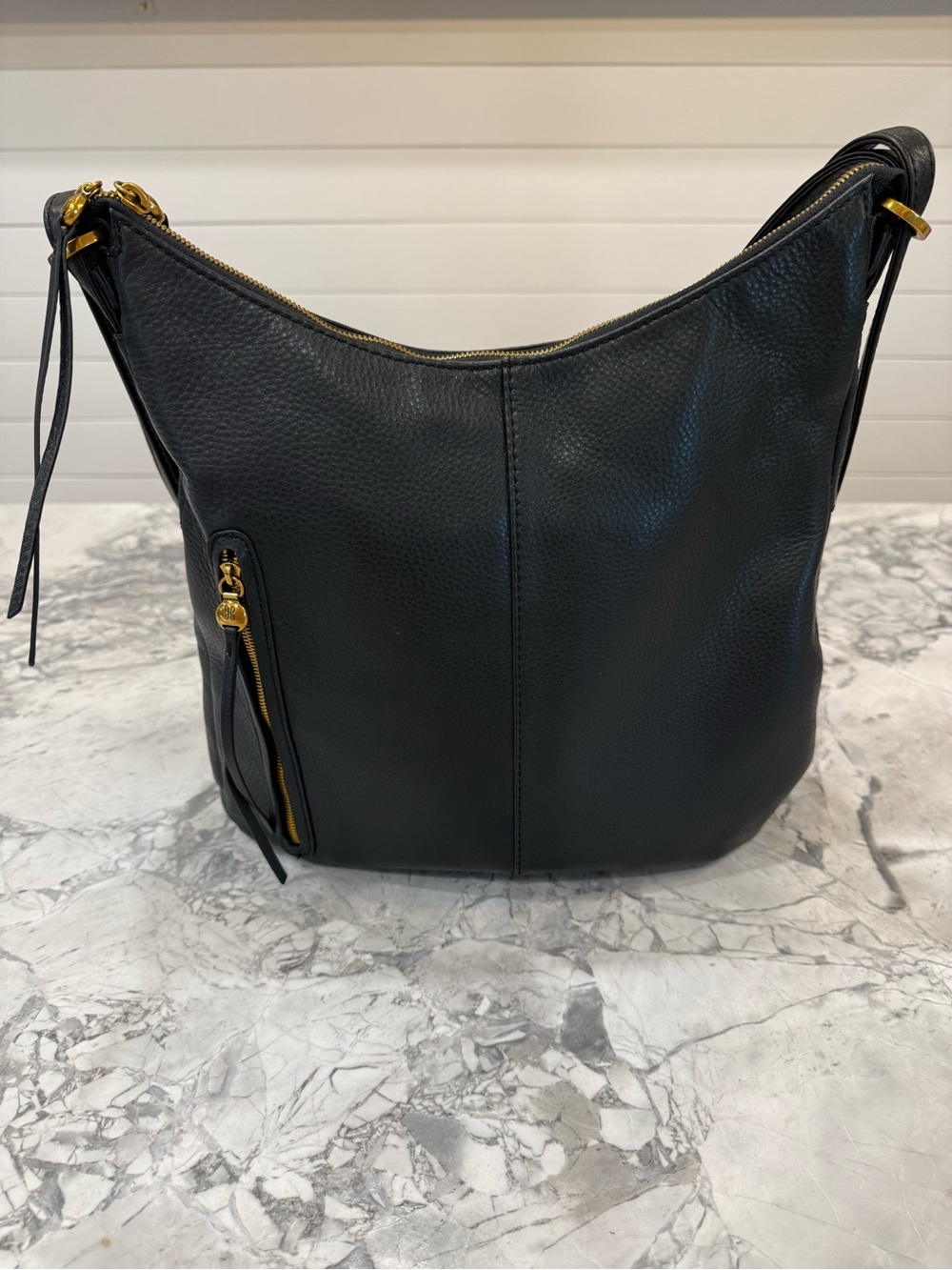 Classic Black Leather Hobo Bag
